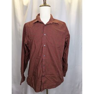 Eddie Bauer Plaid Wrinkle Resistant Relaxed Fit Mens Large Red Button Down Shirt